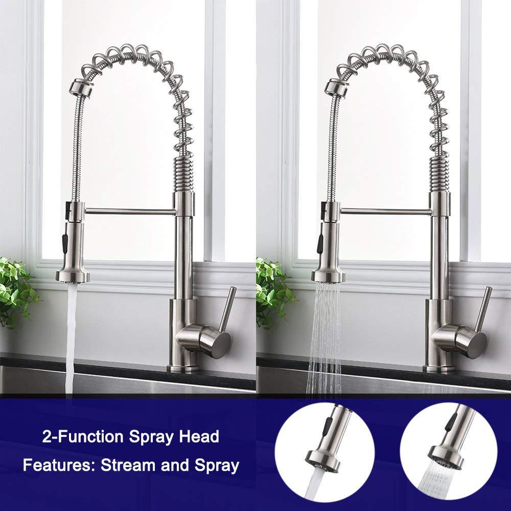 Commercial Single Handle Lever Pull Down Kitchen Sink Faucet Pull Down Sprayer