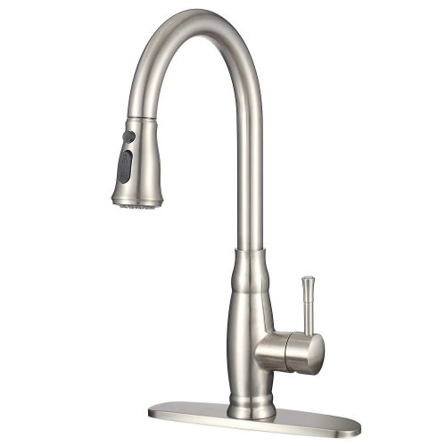 Stainless Steel Kitchen Faucet with Pull Down Sprayer Modern Kitchen Sink Faucet with Deck Plate Single Lever Handle