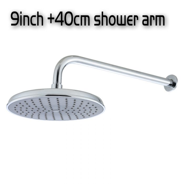 16in Chrome Stainless Steel Rainfall Shower Head Extension Arm Wall Mounted Long 