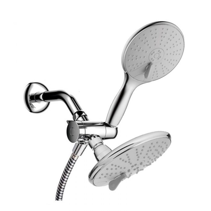 Dual Shower Head/Handheld Combo includes Fixed Mount Overhead Shower Head, Handheld Shower,