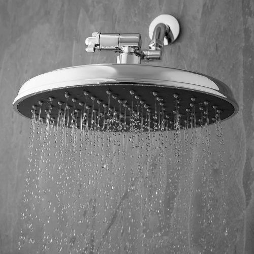 Rainfall Shower Head 9-inch Round Rain Shower Head with Angle Adjustable Shower Arm Extension Polished Chrome G1/2 Bathroom Rainfall Showerhead