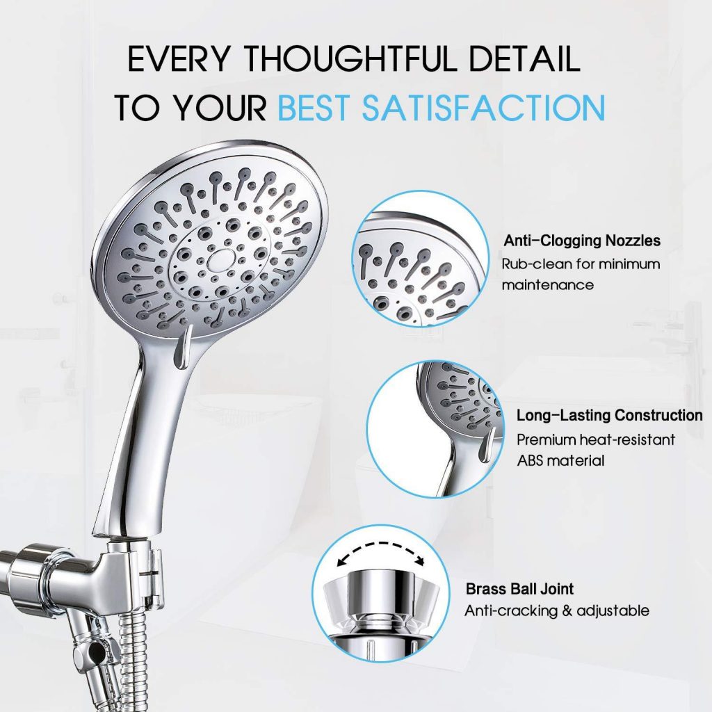 High Pressure Handheld Shower Head With Hose, 6 Spray Modes, Spa Grade ...