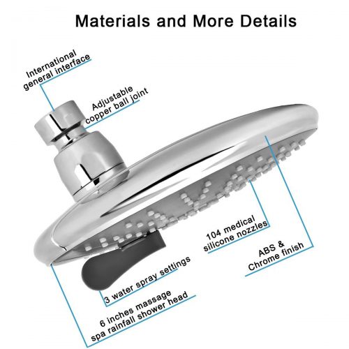 6″ Rainfall Shower Head and Handheld Shower Dual 3-Way Shower Combo with Extra Long Premium Stainless Steel Shower-Hose