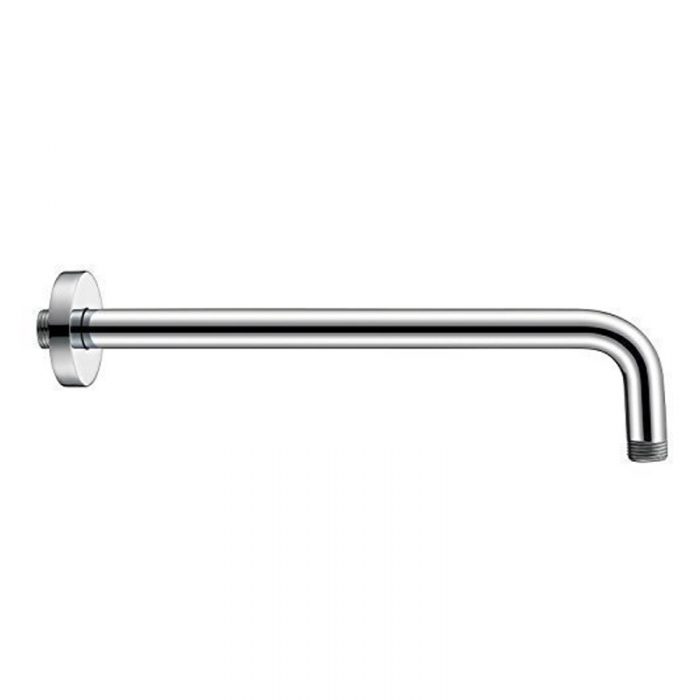 Chrome Shower Extension Arm and Flange, 16 Inch Stainless Steel Extra Long Arm with Check Valve for Rain Shower Head, Universal Showering Components Straight Wall-Mounted