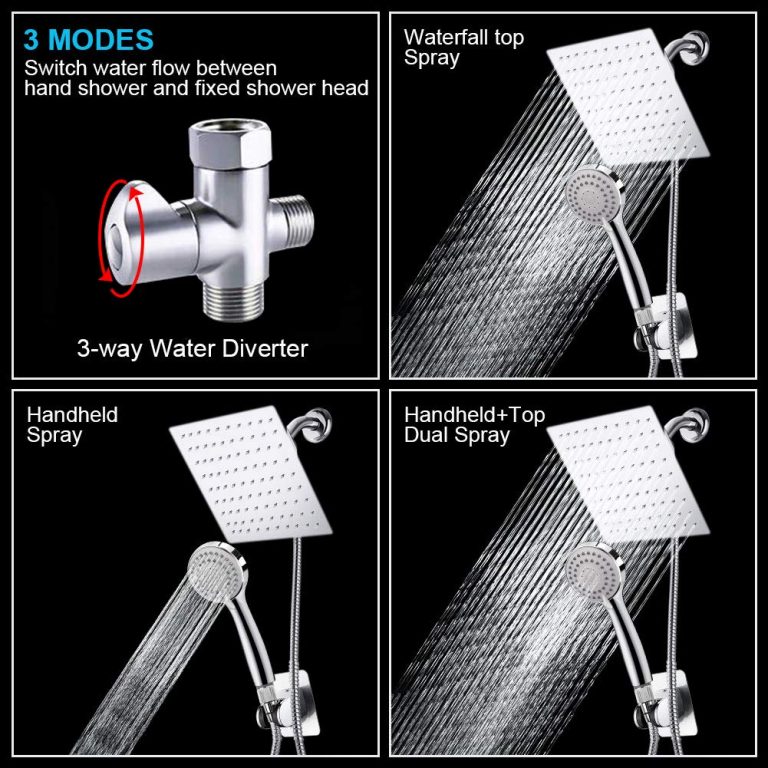 High Pressure 8'' Rainfall Stainless Steel Shower Head/Handheld Combo