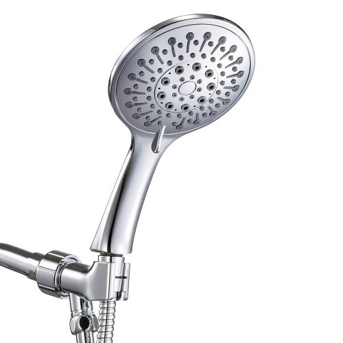 High Pressure Handheld Shower Head With Hose, 6 Spray Modes, Spa Grade, Rainfall 4.7 Inches, Hand Held Shower Head For Low Flow With Long Hose, Adjustable Bracket, Teflon Tape (Chrome)