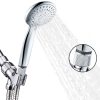 Handheld Shower Head with Flow Regulator, Easy to Control Water Pressure and Water Flow, High Pressure 5 Spray Settings Handheld Showerhead with 5 Feet Hose Adjustable Bracket, Chrome