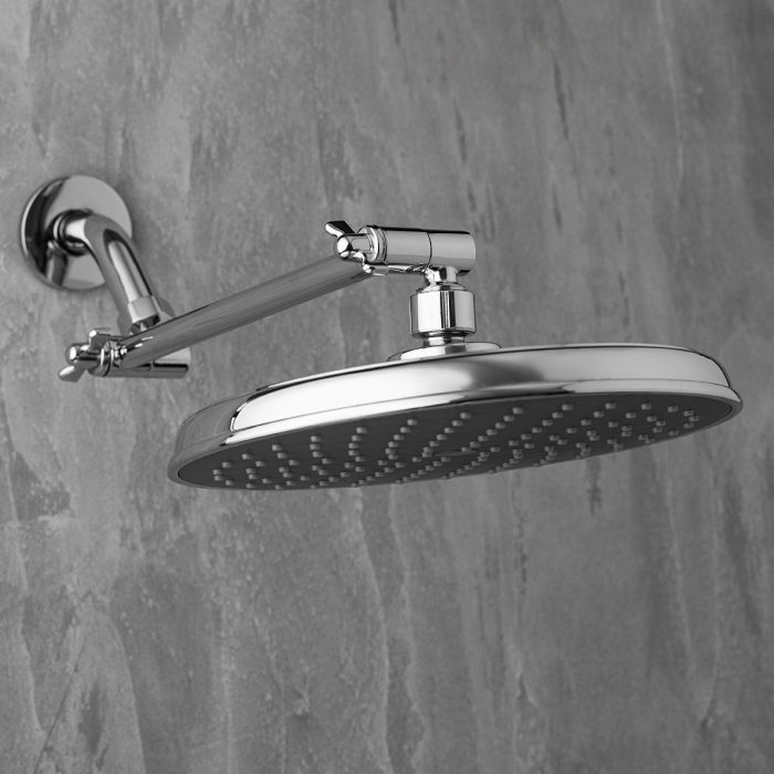 Rainfall Shower Head 9-inch Round Rain Shower Head with Angle Adjustable Shower Arm Extension Polished Chrome G1/2 Bathroom Rainfall Showerhead